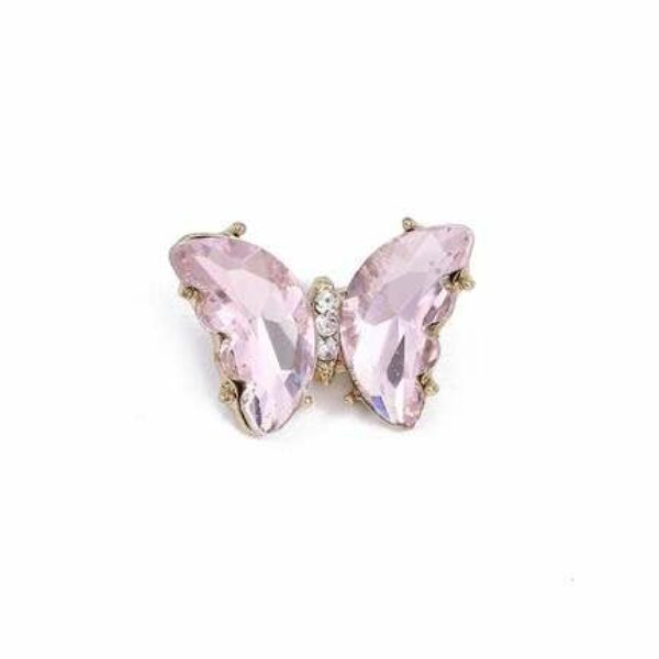 Pink Gemstone Butterfly Pin