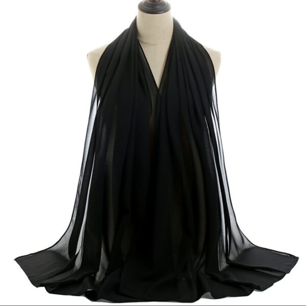 Black Fashion Solid Colour Chiffon Scarf