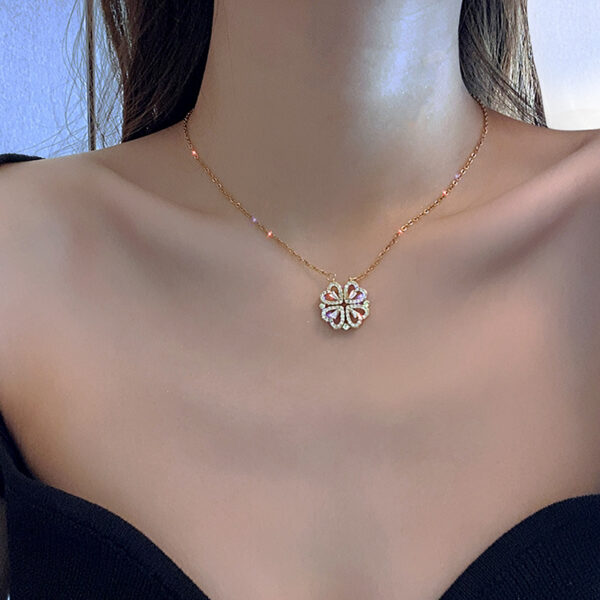 Four Leaf Clover Heart Shape Necklace