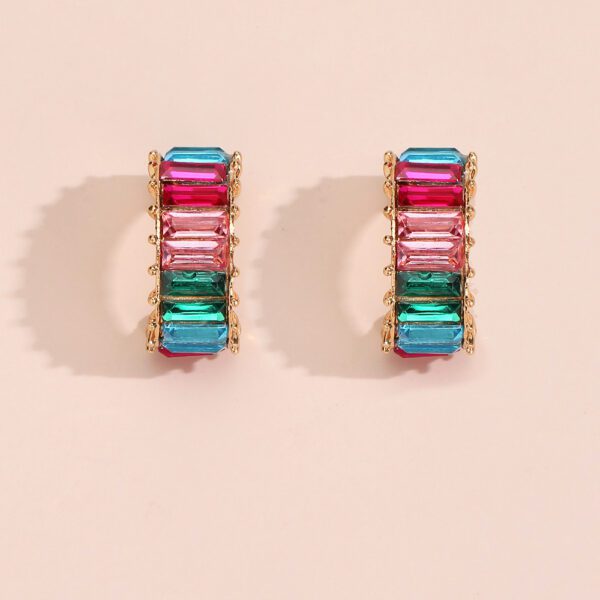 Rainbow Rhinestone Cut Earrings