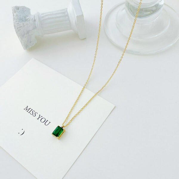 Square Stainless Steel Plating Rhinestone Necklace