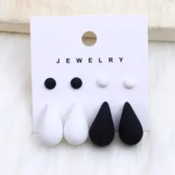 Black and White Water Droplets Earrings