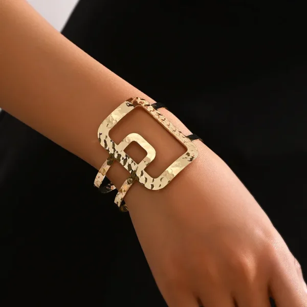Gold Large Intertwined Wrist Cuff
