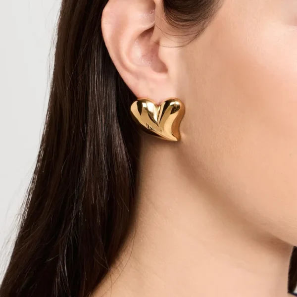 Chunky Gold Heart Earrings