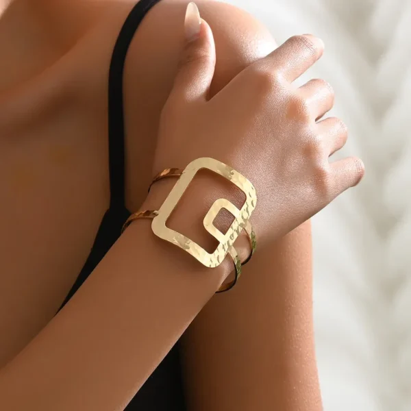 Gold Large Intertwined Wrist Cuff