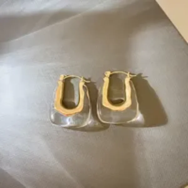 Transparent Resin U Shape Hoop Earrings