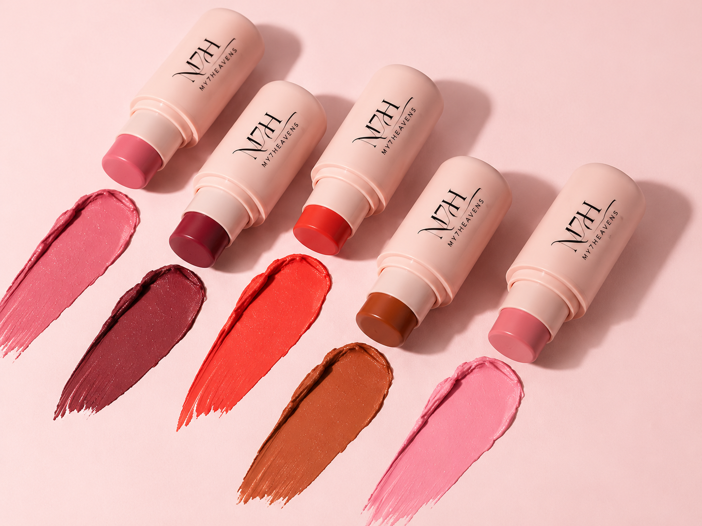 Blush-pink M7H sticks with color swatches